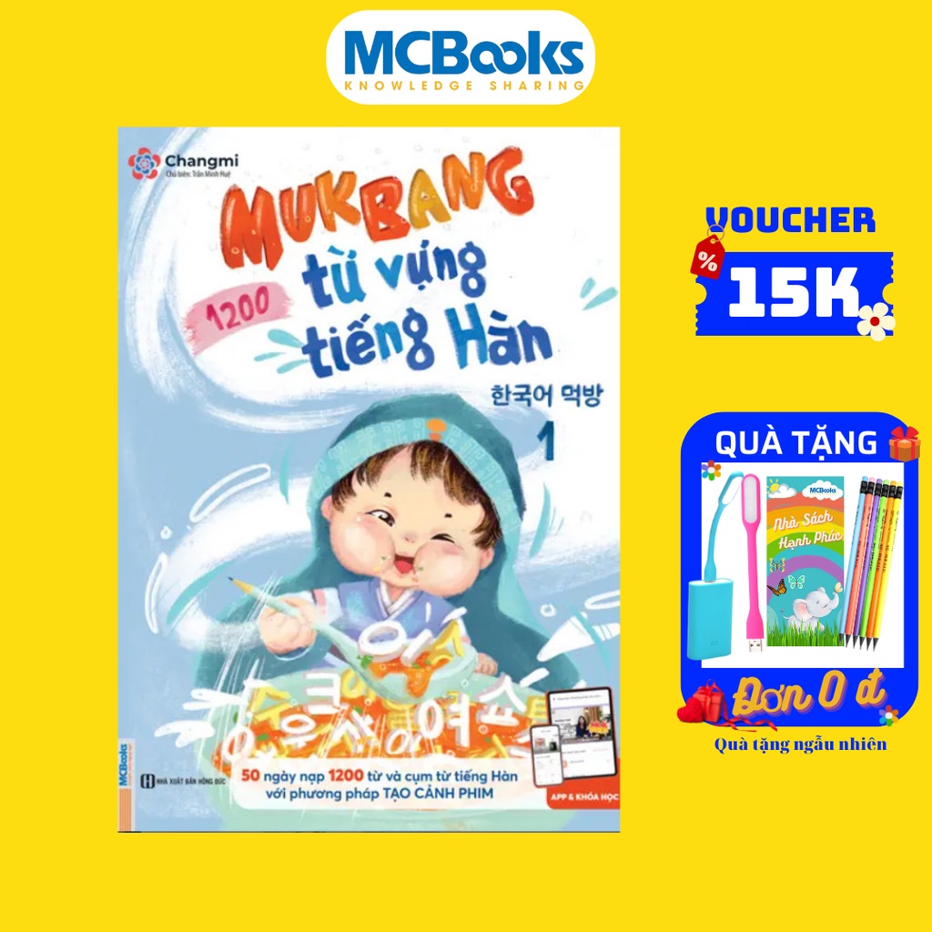 Sách - Mukbang 1200 Từ Vựng Tiếng Hàn Tổng Hợp Học - Bộ Giải Pháp Học Từ Vựng Tiếng Hàn - Tập 1