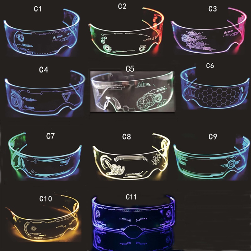 Mắt Kính EL Có Đèn LED Phát Quang Độc Đáo Cho Dịp Halloween Và Giáng Sinh