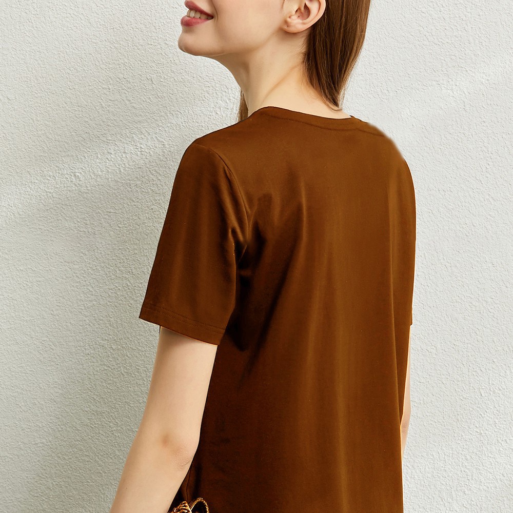 Áo phông nữ MACDOME tay ngắn form rộng kiểu in hình vải cotton cổ tròn đẹp Hàn Quốc  AT005