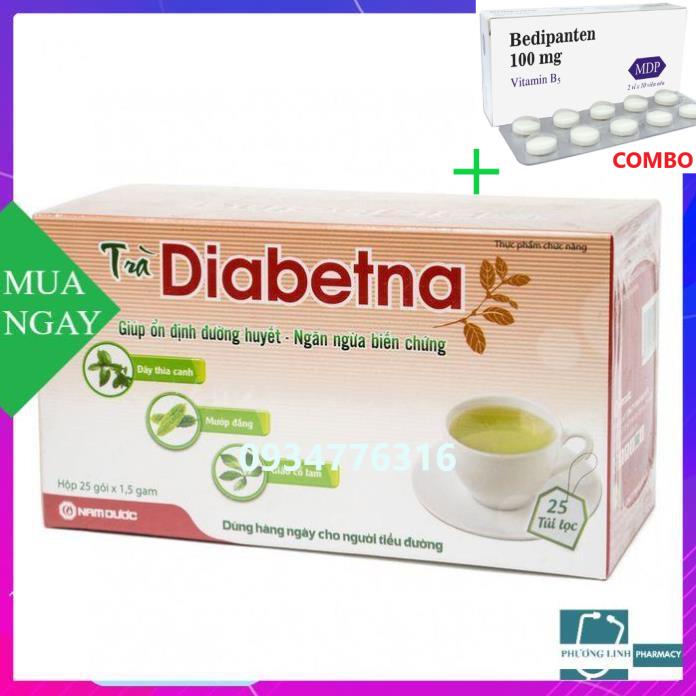 Combo Bedipanten 100mg +  Trà Diabetna - Hỗ trợ bệnh tiểu đường , kiểm soát đường huyết