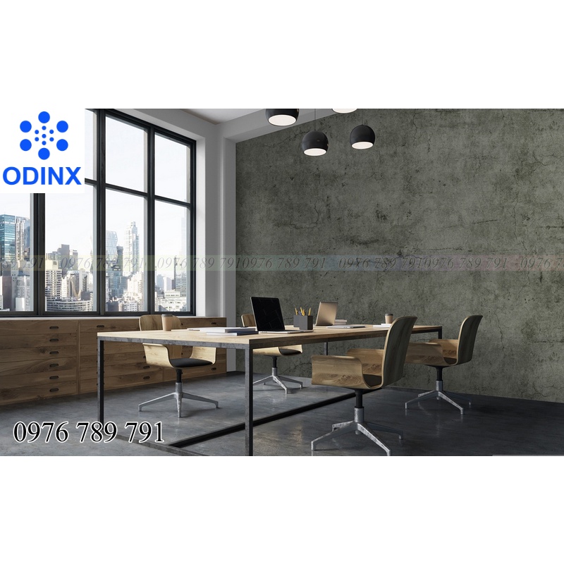 Giây Dán Tường Hàn Quốc Giả Xi Măng Bê Tông, Lụa Dày Không Keo Cho Phòng Ngủ Cao Cấp, Cuộn 16.5 m2 ODINX