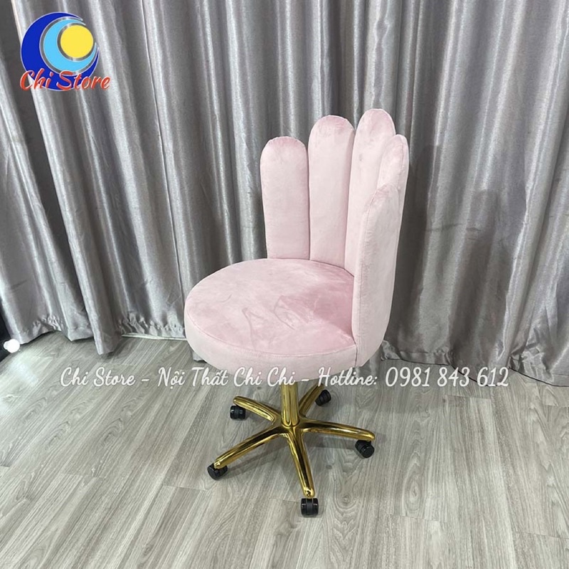 Ghế Ngồi Bàn Trang Điểm Cách Điệu Tựa Lưng Múi, Ghế Ngồi LIVESTREAM-MAKEUP Cá Nhân Chân Inox Cao Cấp