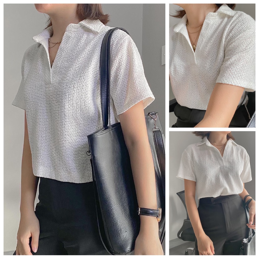 Áo sơ mi crop cotton
