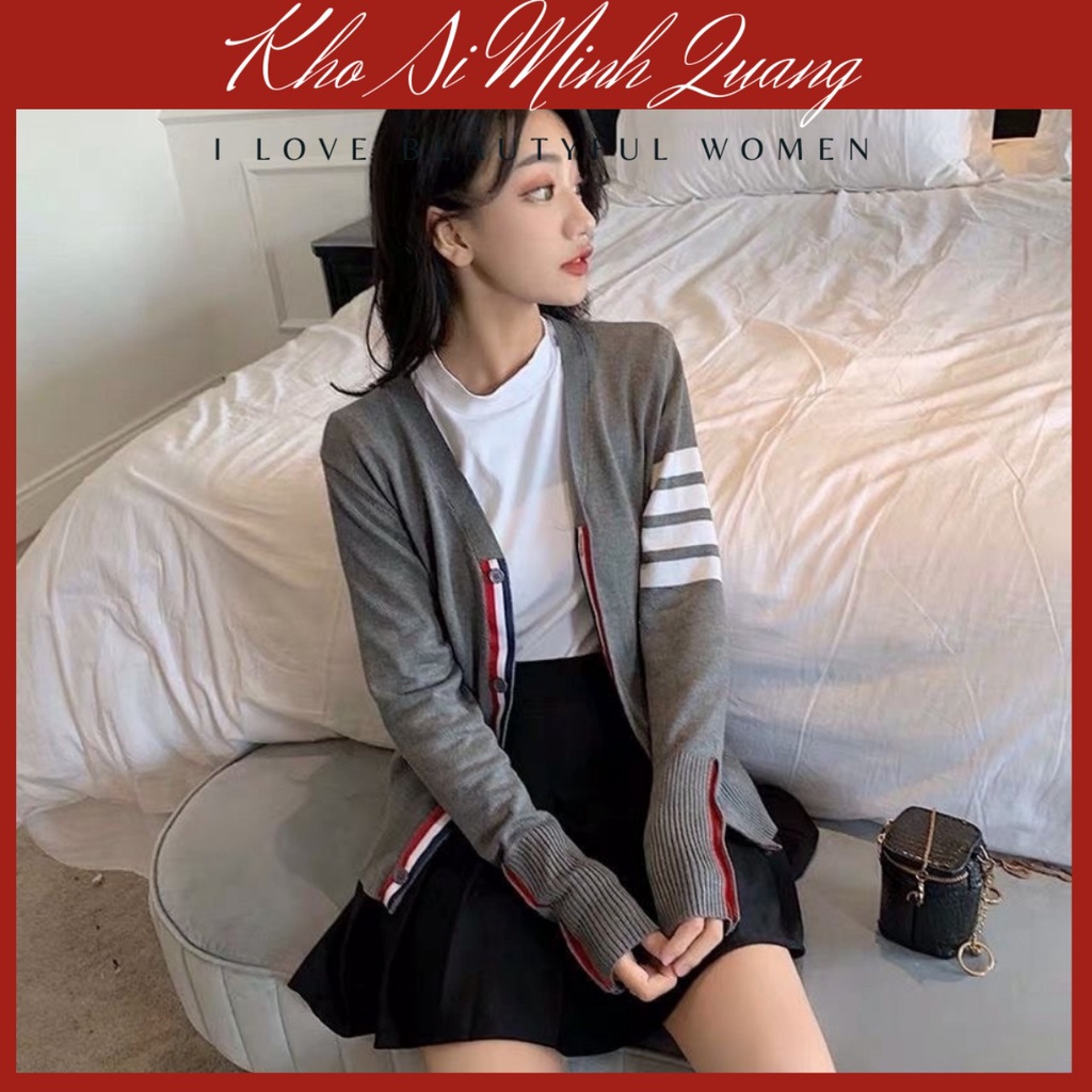 Áo Khoác Cardigan 4 Sọc Tay Ulzzang Hàn Quốc Siêu Đẹp