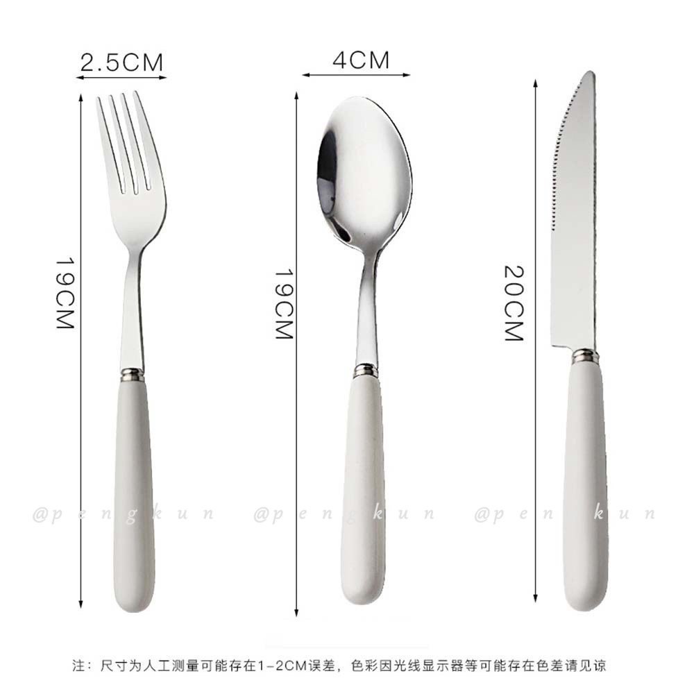 Bộ Muỗng Nĩa Ăn Tráng Miệng Bằng Sứ Màu Trắng Thiết Kế Đơn Giản Tiện Dụng