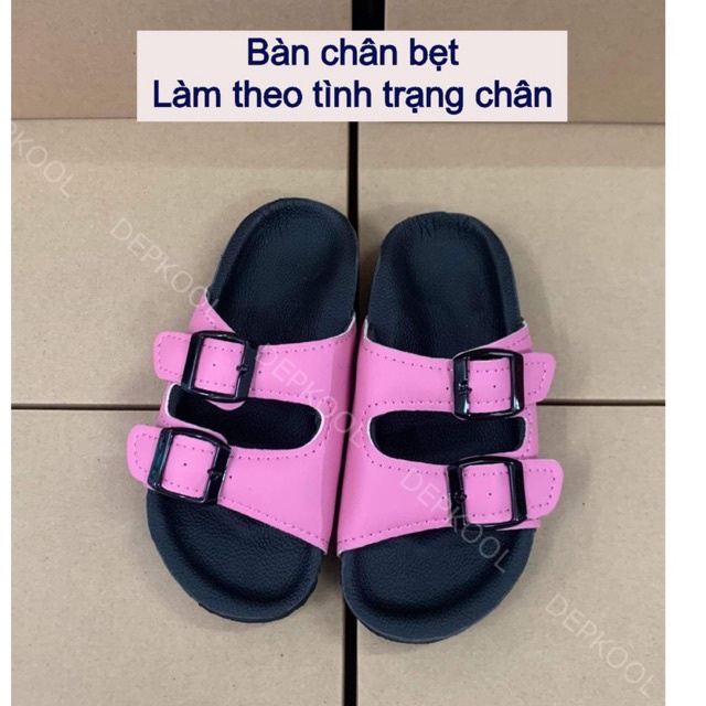 Dép 2 khóa BÀN CHÂN BẸT- Làm theo tình trạng chân- Màu hồng