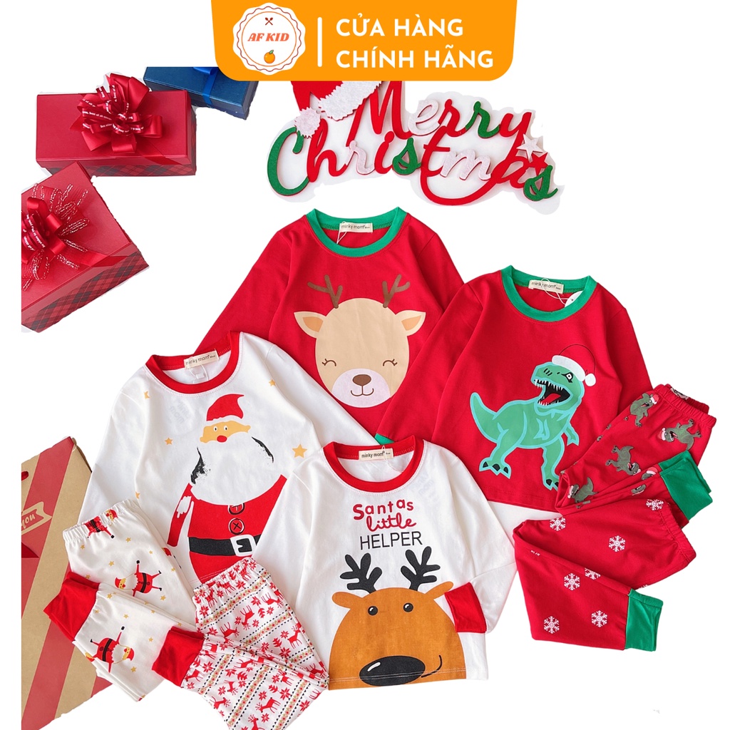 Bộ quần áo Noel dài tay Giáng Sinh 2023 AF Kid cho bé trai bé gái, Vải cotton cao cấp siêu co giãn thấm hút mồ hôi tốt