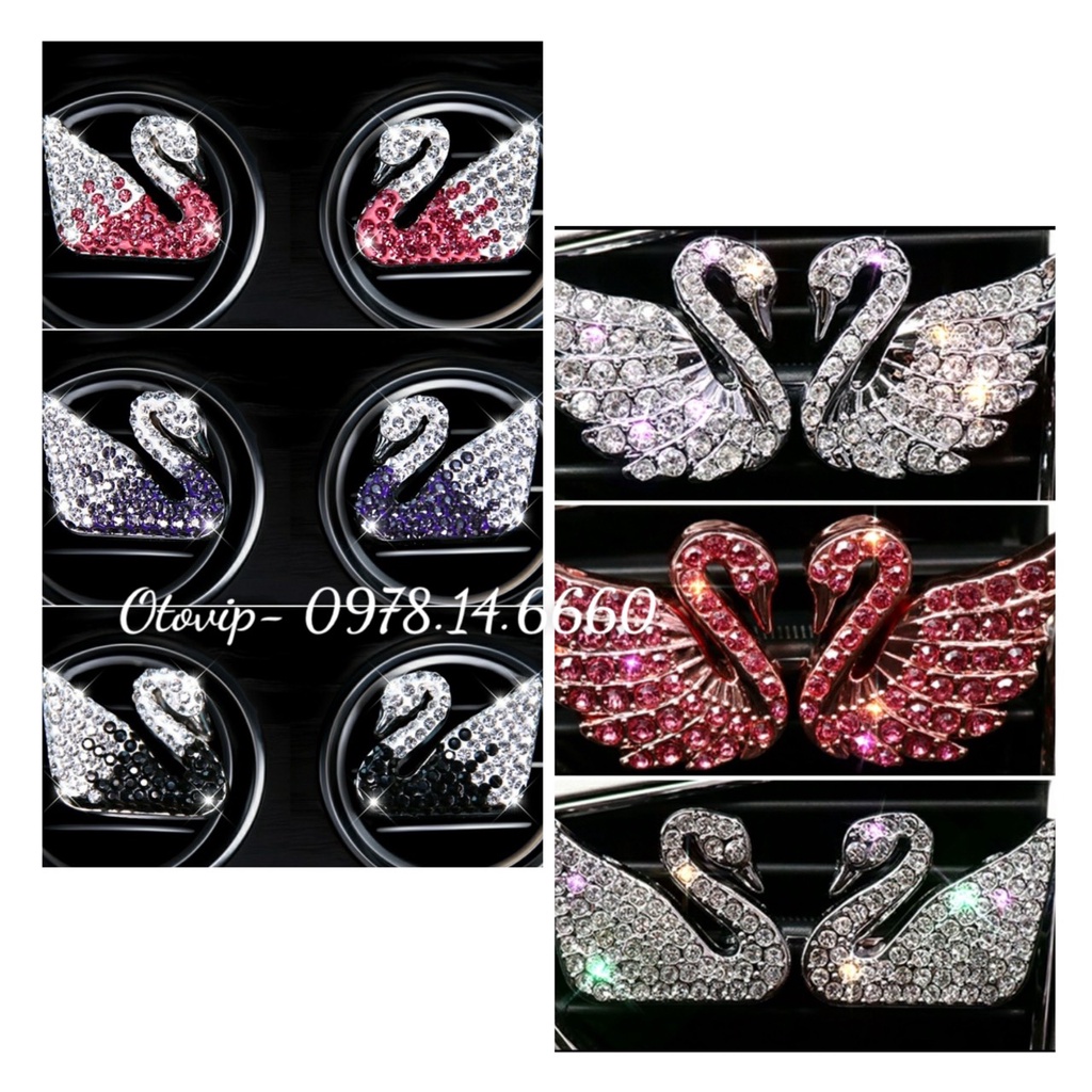 SET 2 thiên nga cài cửa gió xe ô tô kèm tinh dầu thơm cao cấp- Trang trí xe hơi