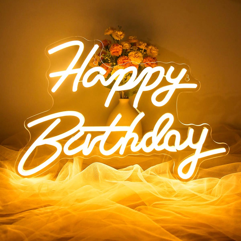 Đèn Led Neon Kích Thước 53 * 33CM In Chữ Happy Birthday Độc Đáo Trang Trí Nhà Cửa / Tiệc Tùng