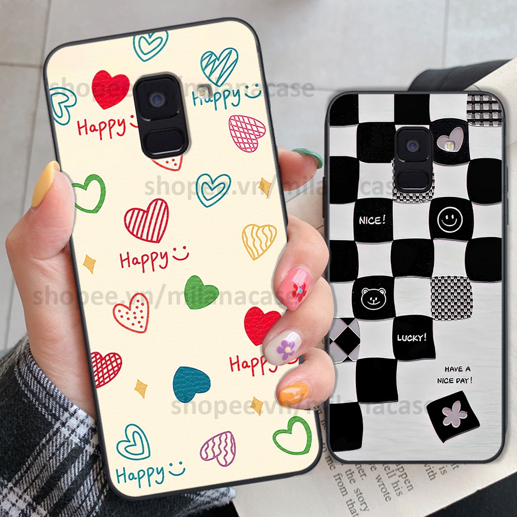 Ốp Samsung A8 2018 / A8 Plus / A8+ in hình caro trái tim siêu đẹp, siêu nét đầy phong cách cá tính
