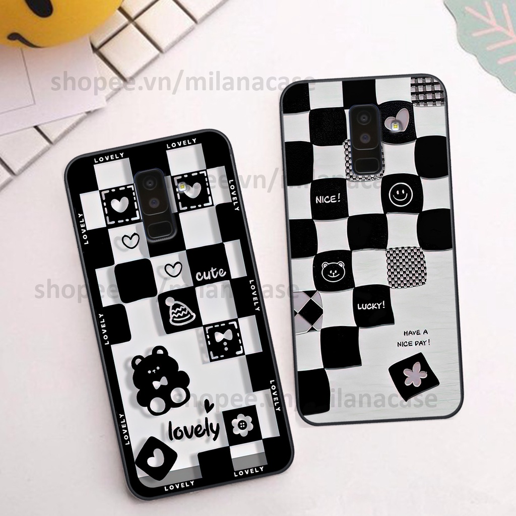 Ốp Samsung J8 in hình caro trái tim siêu đẹp, siêu nét đầy phong cách cá tính