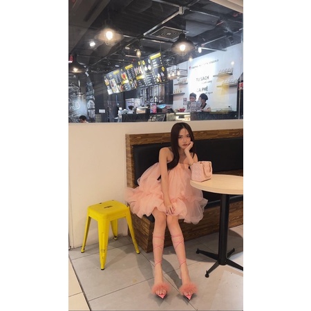 (loại 1 có kèm quần) Đầm babydoll voan phồng 2 tầng Briebrei chất liệu voan xốp, sang chảnh - 319