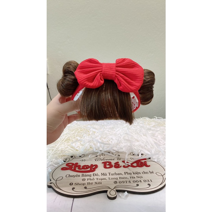 Băng đô tóc giả bé gái, turban tóc giả bé gái, turban tóc giả cho bé sơ sinh