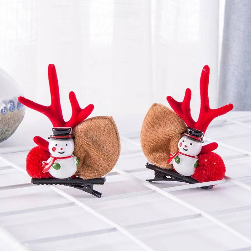 Kẹp Tóc Ba Chiều Hình Sừng Tuần Lộc Giáng Sinh Dễ Thương Cho Bé Gái