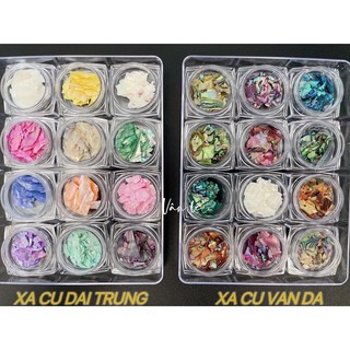 Xà cừ vân gỗ 12 màu trắng trí móng tay