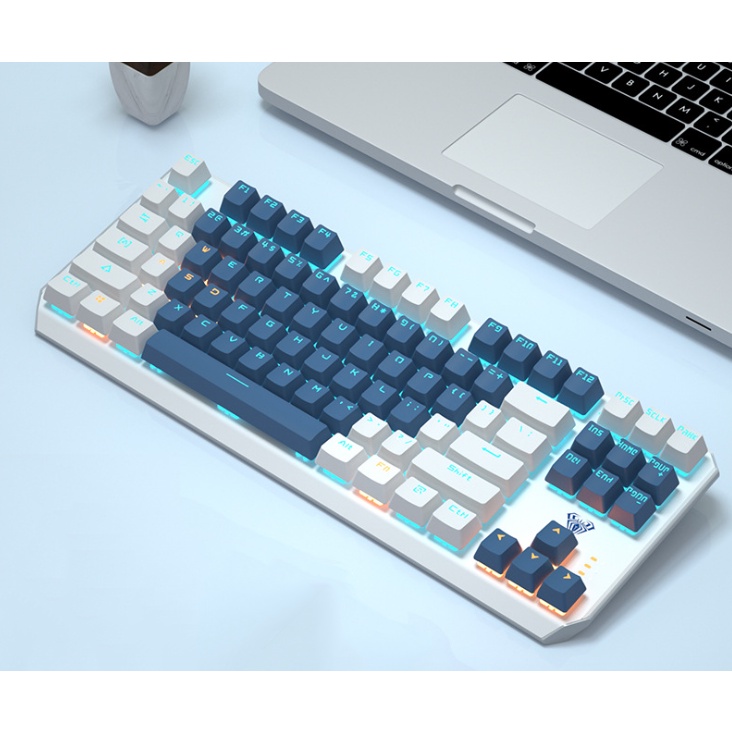 Bàn Phím Cơ RGB 87 Phím Trộn Màu Trắng,Xanh lục Có Led thao tác chính xác trong game và các công việc thiết kế, văn phòn