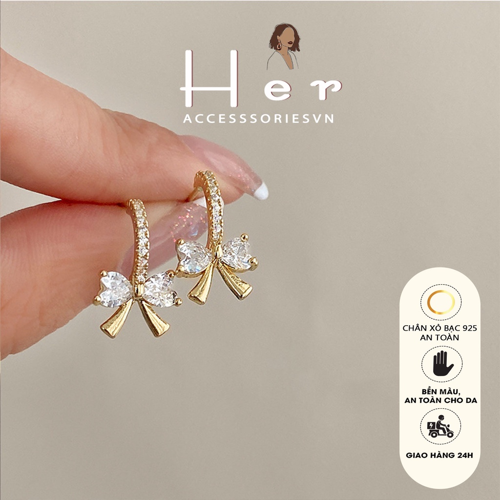 Hoa Tai Nữ The Bear gắn đá nhân tạo  phong cách Vintage  HER.ACC  H149