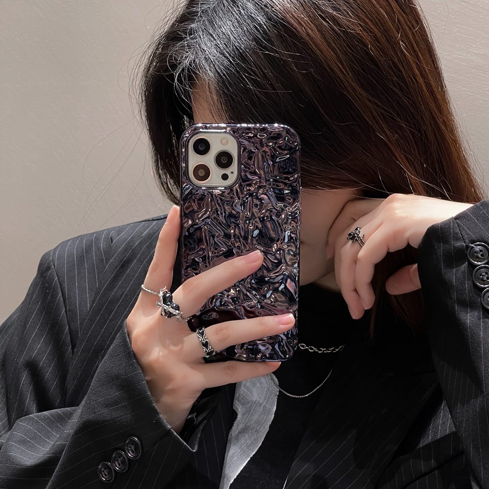 Ốp Điện Thoại Họa Tiết Da 3d Màu Đen Sáng Sành Điệu Cho iphone 15 14 12 11 13 pro max mini xr x xs 6 6s 7 8 plus se 2020