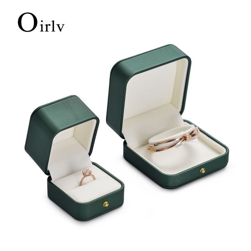 Oirlv Hộp trang sức màu xanh lá cây Hộp/Mặt dây chuyền/Vòng tay/Vòng cổ Hộp trang sức bằng da Người tổ chức Hộp đựng quà tặng Hộp trưng bày H068 H069