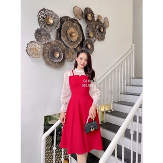 [ Ảnh thật + video] Đầm yếm phối tay tơ