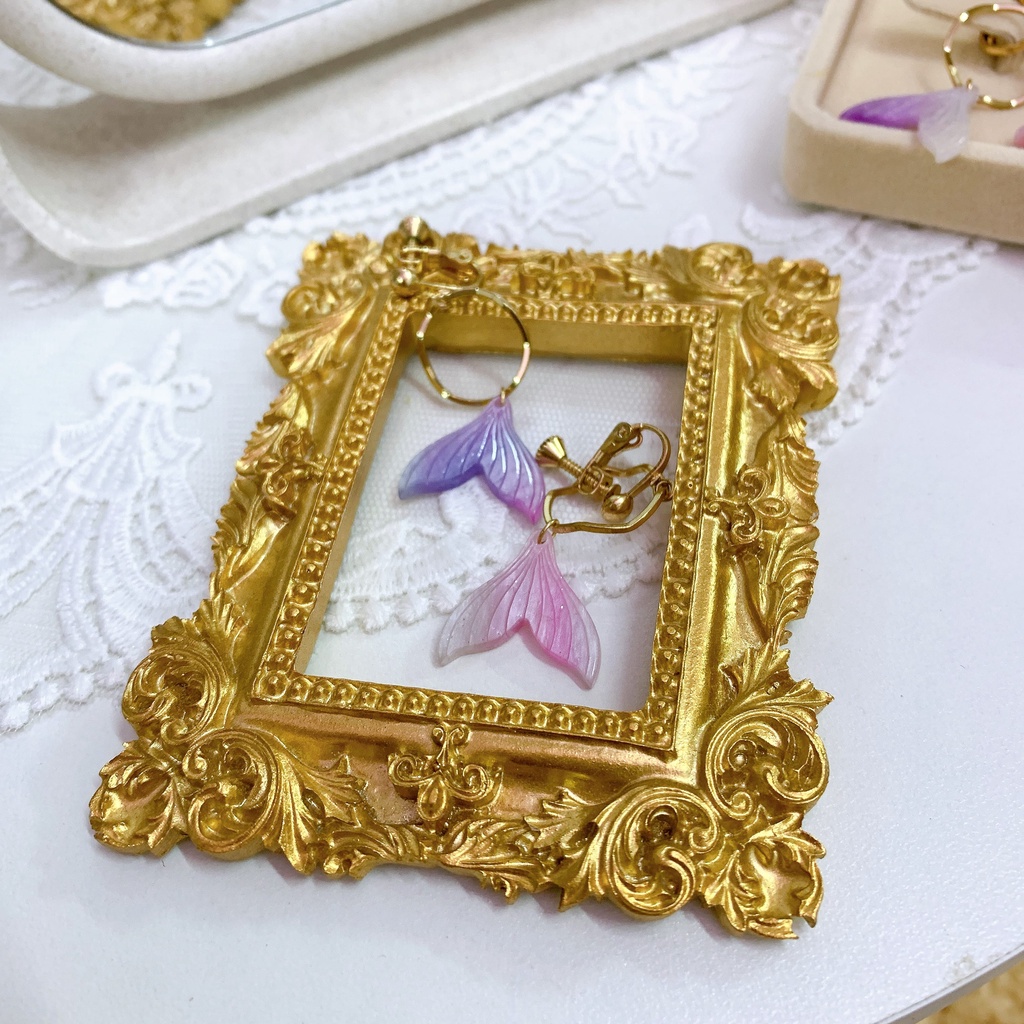 Khuyên tai kẹp không bấm lỗ chốt điều chỉnh K261 bằng hợp kim mạ vàng hình đuôi cá dáng midi Leous Accessories