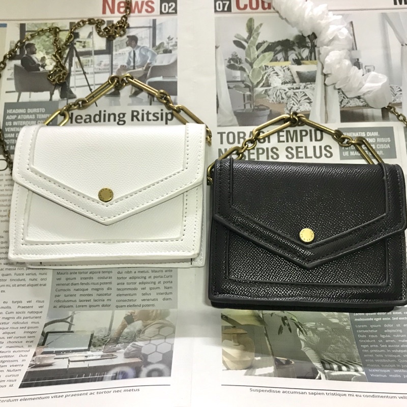 Túi sách mini, túi đeo chéo cnk mini bì thư cầm tay dây xích size 14cm khóa bấm cao cấp phong cách tiểu thư