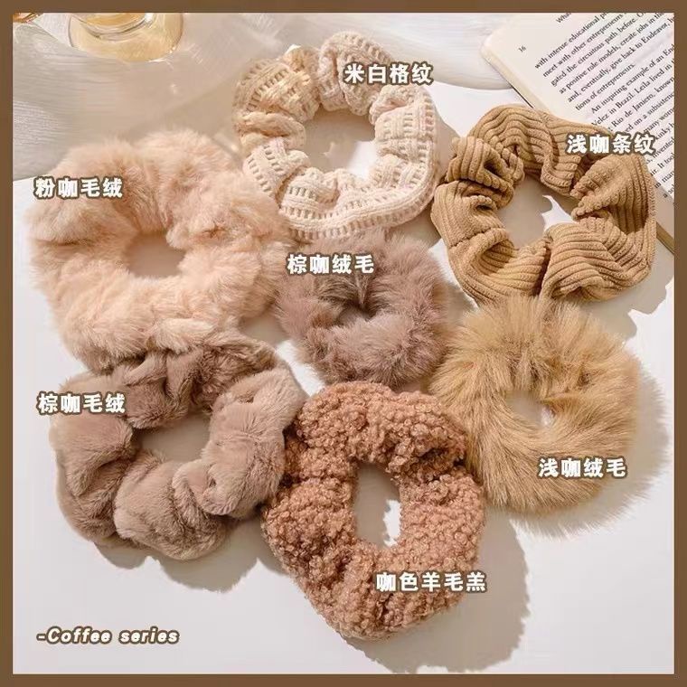 Bộ 7 Dây Cột Tóc Cao Su Phối Lông Thời Trang Thu Đông 2022 Dễ Thương