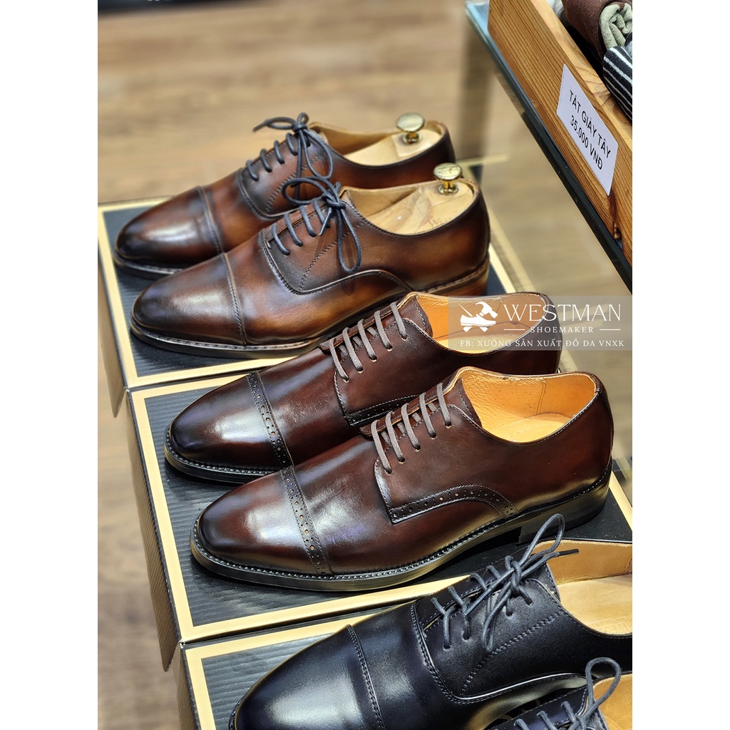 Giày Nam Derby Da Thật Westman W0016 Màu Dark Brown