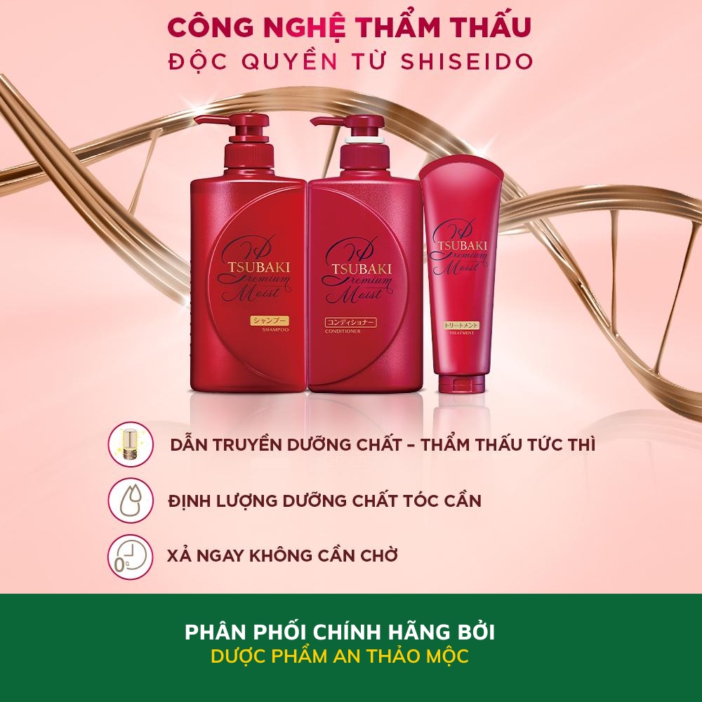 Kem xả Tsubaki Premium Moist dưỡng tóc bóng mượt phục hồi tóc khô xơ cấp ẩm chuyên sâu 180g