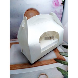 10 - hộp cupcake giấy đựng 2 bánh màu trắng có khay chia ô, hộp giấy đựng bánh cupcake quai xách