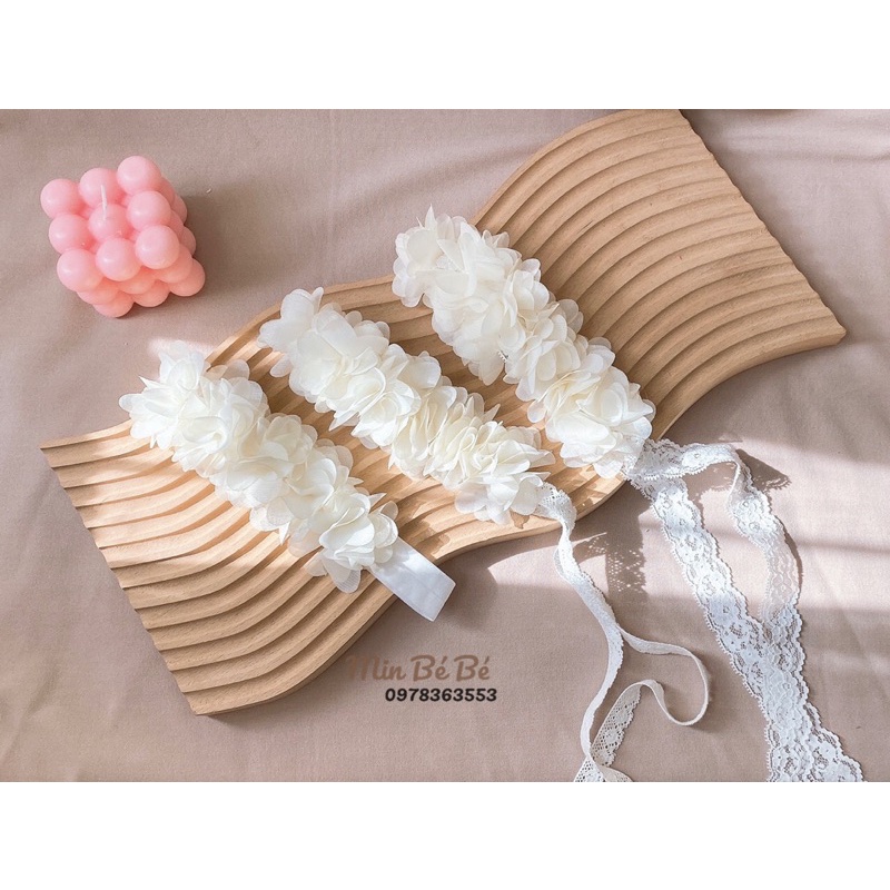 Băng đô, turban hoa voan cho bé gái