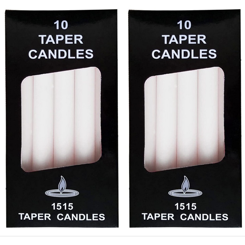 Set 1 Hộp 10 Cây Nến Taper Trắng Dài 15cm