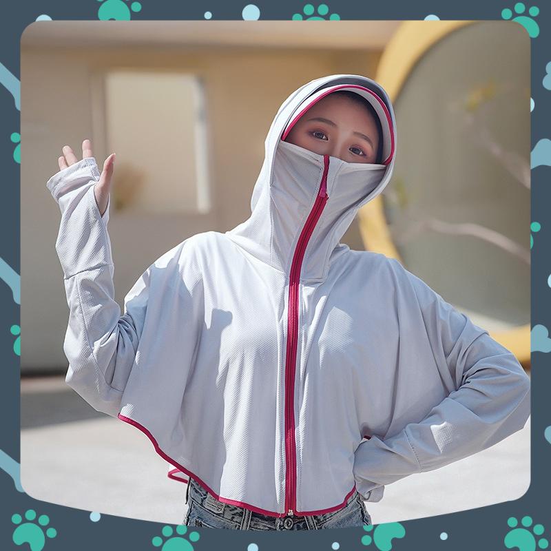 Combo Mũ và Áo Khoáng Chống Nắng Chống UV - Có Thể Tách Ra Được - Vừa Có Mũ Trùm &amp; Mũ Riêng - Chất Lụa Lạnh - Loại Dầy