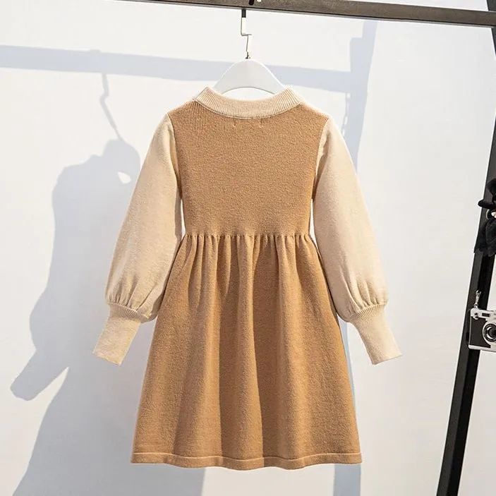Đầm sweater Dệt Kim Tay Dài Thời Trang Thu Đông Dành Cho Bé Gái 3-14 Tuổi