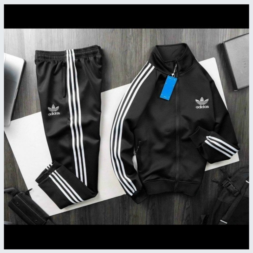 Bộ thể thao adidas nam nữ thu đông 3 sọc, quần áo thể thao co giãn 4 chiều, logo thêu sắc nét