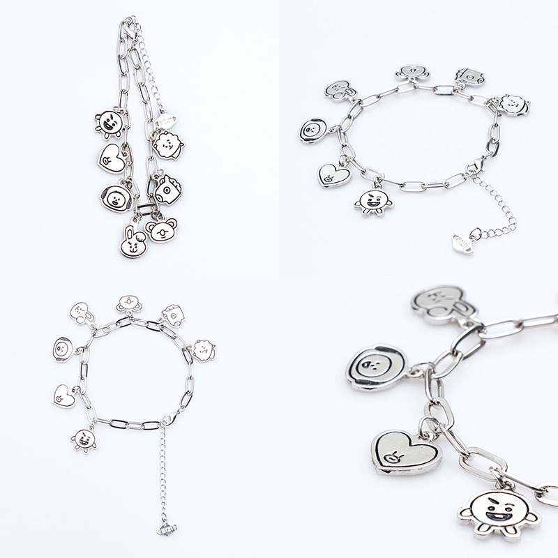 Vòng Tay Thép Không Gỉ Mặt Hình Động Vật Dễ Thương Phong Cách Hàn Quốc Cho Nữ