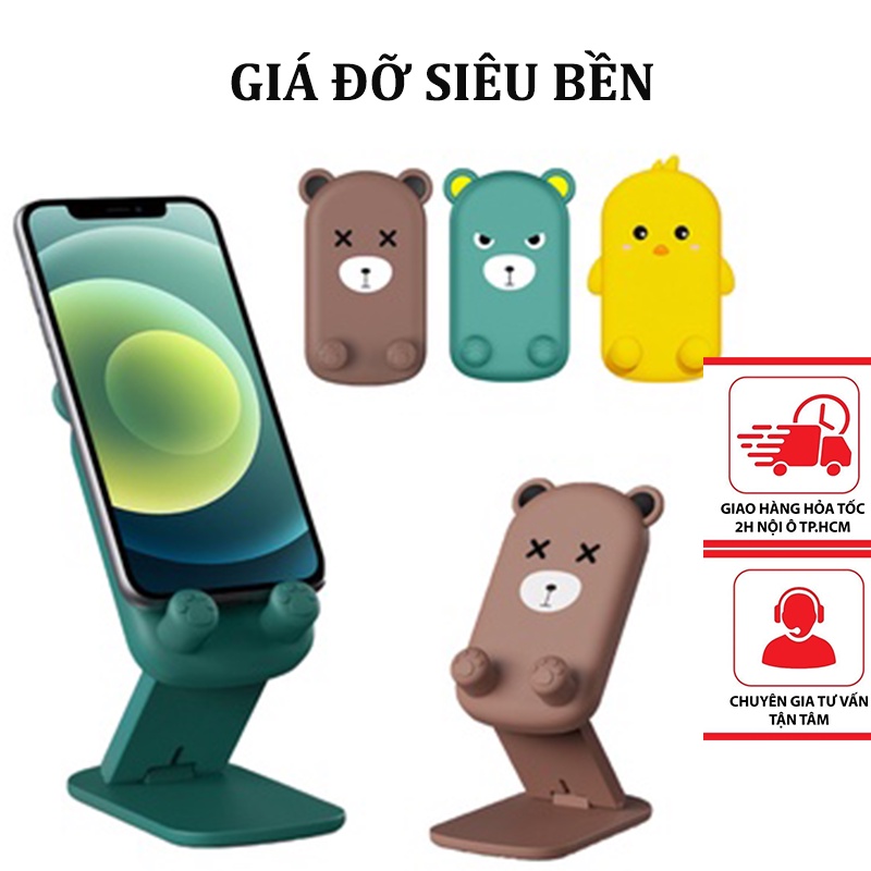 Giá Đỡ Điện Thoại, Ipad Hình Gấu Silicon Chống Trượt TL7795 Noproblemsok