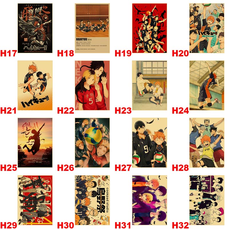 Anime Haikyuu Cổ Điển!! Poster Giấy Kraft Treo Tường Trang Trí Phong Cách Retro