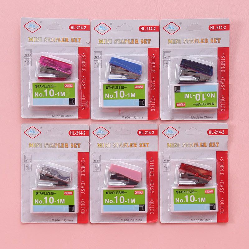 Bộ Dụng Cụ Dập Ghim Mini Nhiều Màu Họa Tiết Hoạt Hình Dễ Thương Tiện Dụng Cho Học Sinh / Văn Phòng