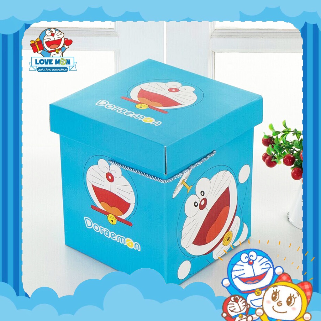 HỘP GIẤY DORAEMON TỰ RÁP (CHƯA RÁP), chất liệu giấy in màu sắc nét
