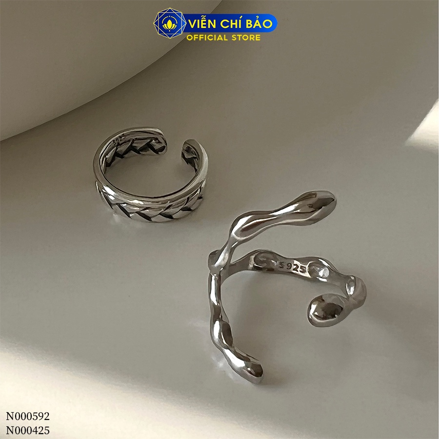 Nhẫn chữ C cách điệu chất liệu bạc Thái 925 thời trang phụ kiện trang sức nữ Viễn Chí Bảo N000592