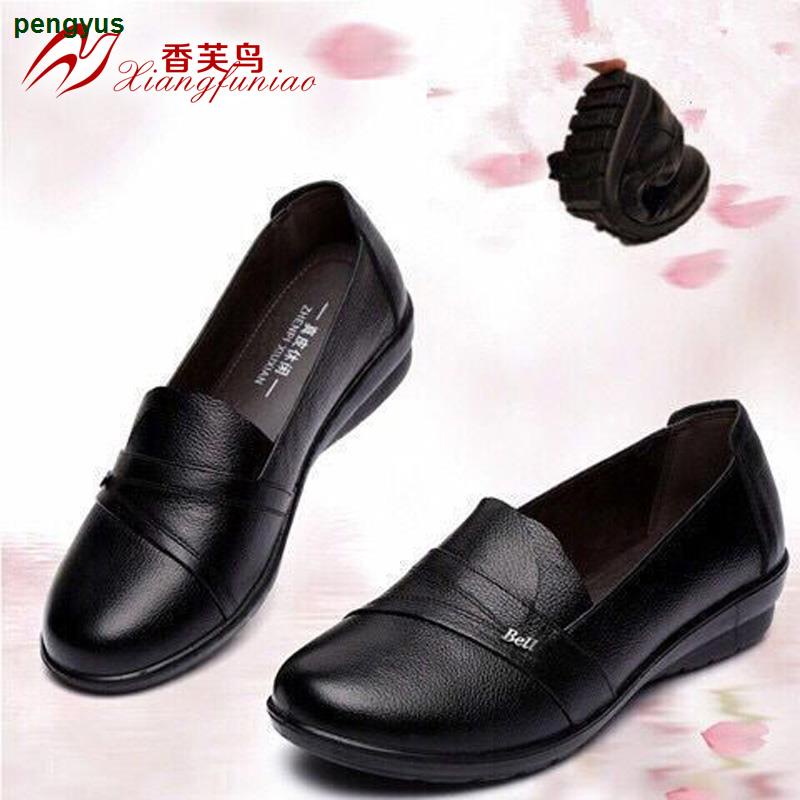 Giày Da Chanel Đế Mềm Êm Chân Thời Trang Cho Phụ Nữ Trung Niên
