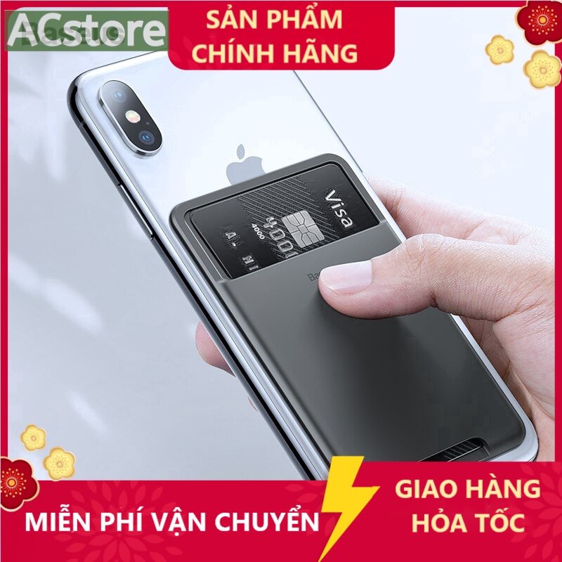 Ví Để Thẻ Gắn Mặt Sau Điện Thoại Baseus Bằng Silicone Cho iPhone 12 mini pro -ACSTORE