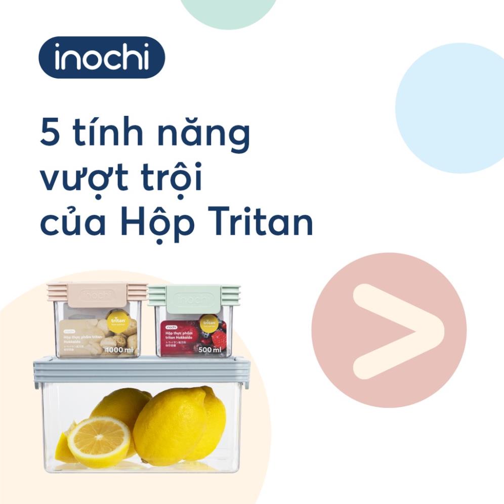 Hộp Thực Phẩm Tritan Chữ Nhật, Hộp Trữ Đông Tritan Cao Cấp Inochi, Vòng Silicon Kín Khít Kháng Khuẩn Tiêu Chuẩn Nhật