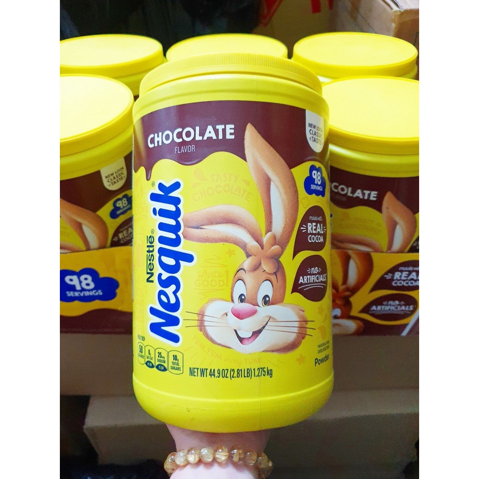 Bột Cacao Hòa Tan NESTLE NESQUIK Hương chocolate Hủ 1.275kg của Mỹ mẫu mới
