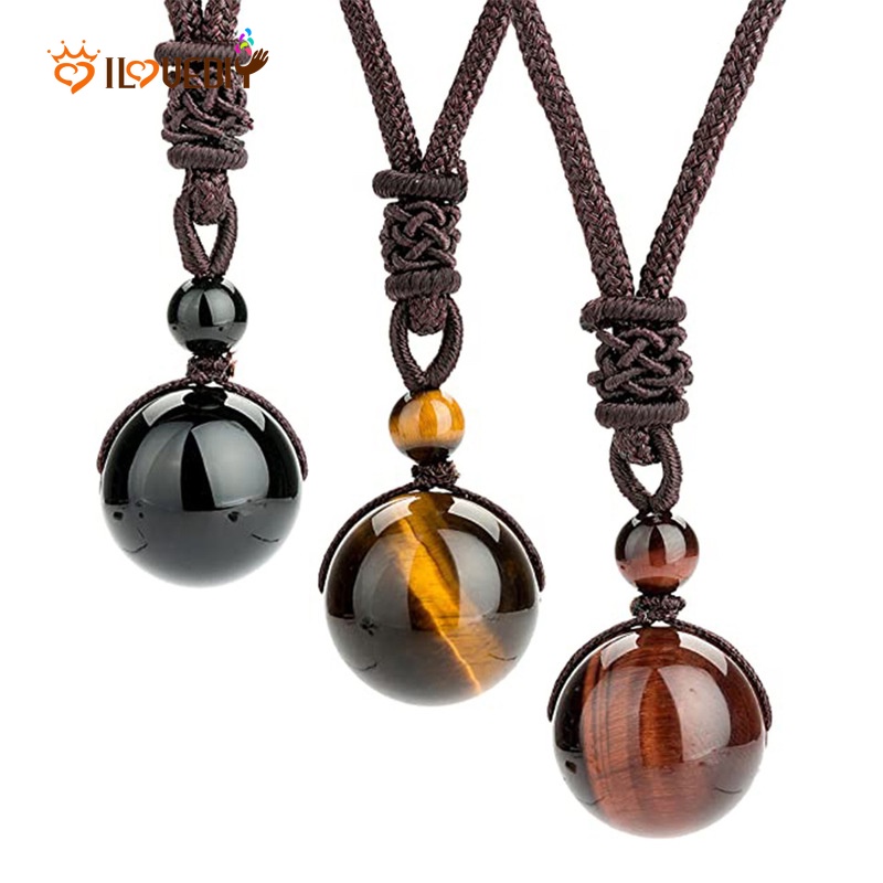 [Hot] Vòng cổ Đá Obsidian Tự Nhiên Hình Mắt Hổ Đơn Giản Có Thể Điều Chỉnh Thời Trang Cho Nữ