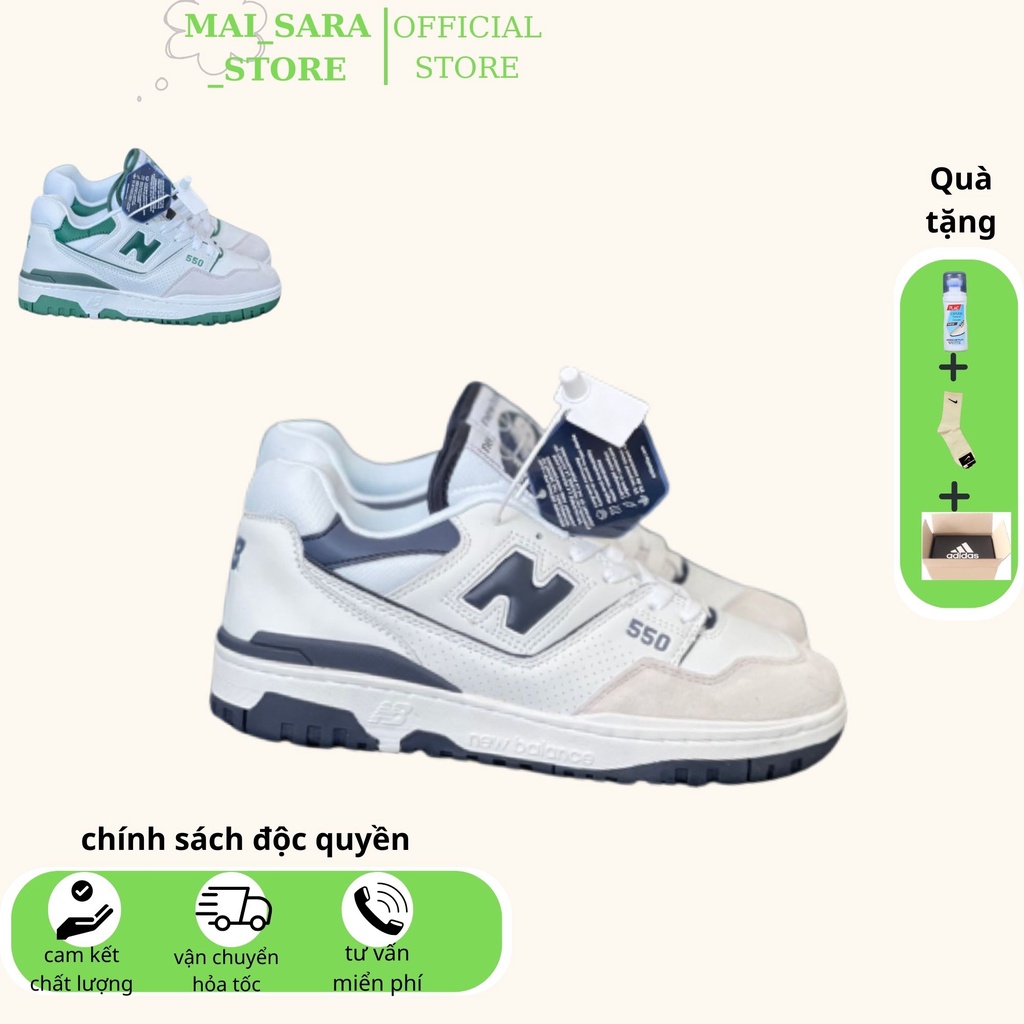 giày new balance 550, giày thể thao nữ nb 550 trắng xanh và trắng đen hàng cao cấp đầy đủ phụ kiện size 36-43.