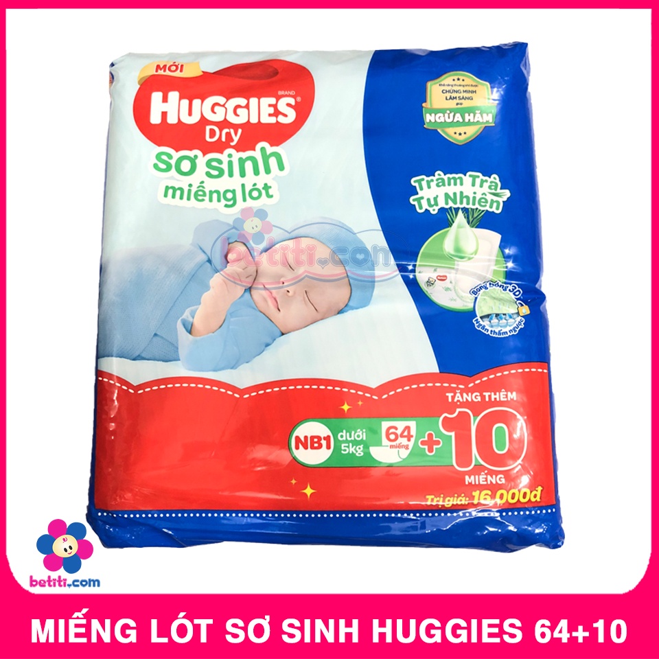 Miếng Lót Huggies Newborn 1 (Sơ Sinh - 64 Miếng) Tặng Kèm 6 Miếng