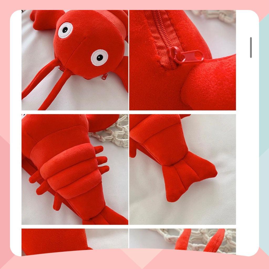 Túi Đeo Chéo Gấu Nhồi Bông Hình Con Tôm - Túi Đeo Vai Con Tôm Xinh Xắn