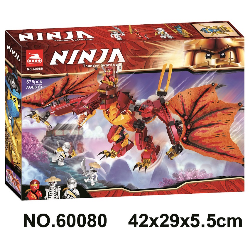 Đồ chơi lắp ráp Ninjago legacy Bela Lari Tank 60080 Rồng lửa đỏ của Kai với xương và nya vàng xếp mô hình.